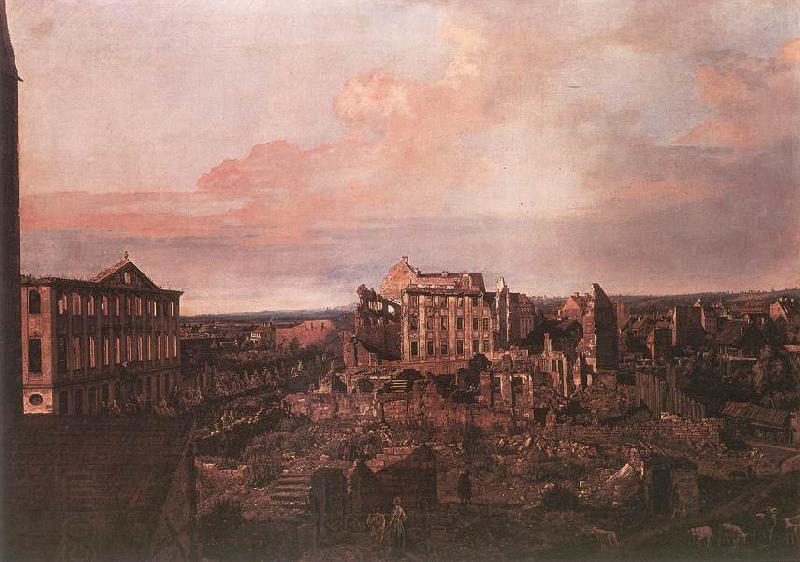 BELLOTTO, Bernardo Dresden, the Ruins of the Pirnaische Vorstadt oil painting picture
